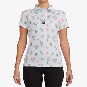 Bad Birdie Desert Hazard Short Sleeve golf Polo Shirt cactus print size small